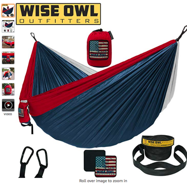Wise Owl Outfitters Hammock Camping Double & Single with Tree Straps - USA Based Hammocks Brand Gear, Indoor Outdoor Backpacking Survival & Travel, Portable