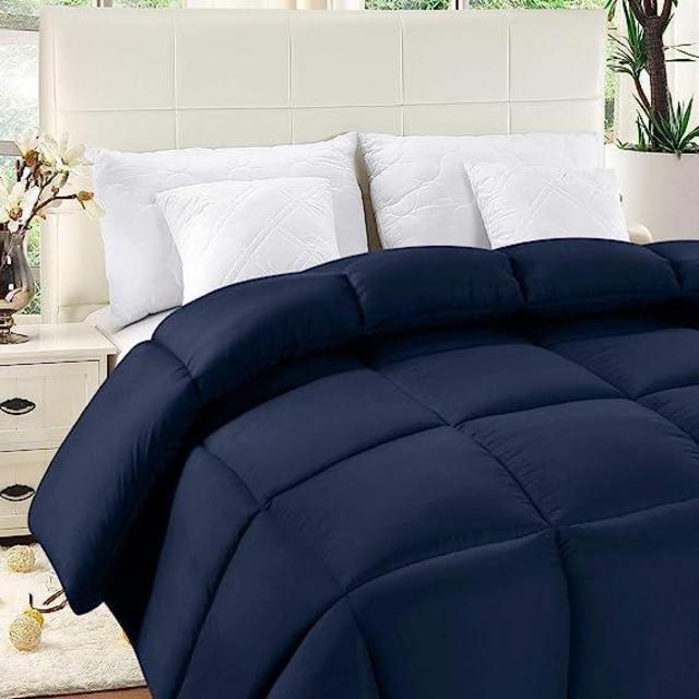 Utopia Bedding Comforter Duvet Insert - Quilted Comforter with Corner Tabs - Box Stitched Down Alternative Comforter (King, Navy)