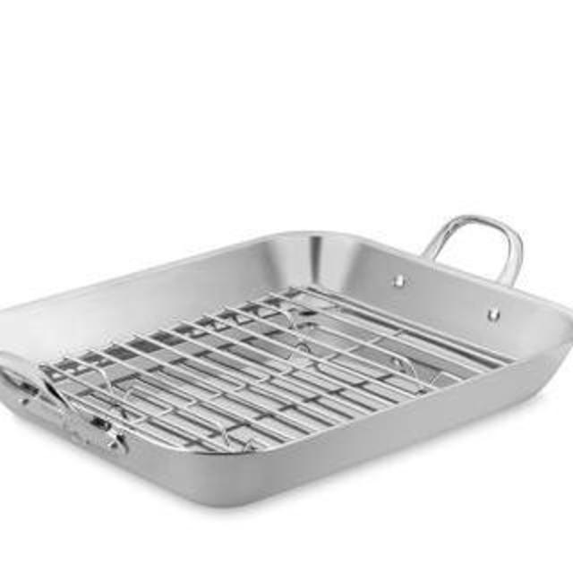 Williams Sonoma Thermo-Clad Stainless-Steel Flared Roasting Pan with Rack, Extra-Large