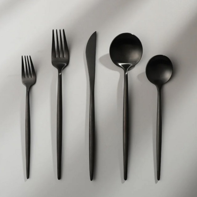 Matte Black Minimalist Flatware