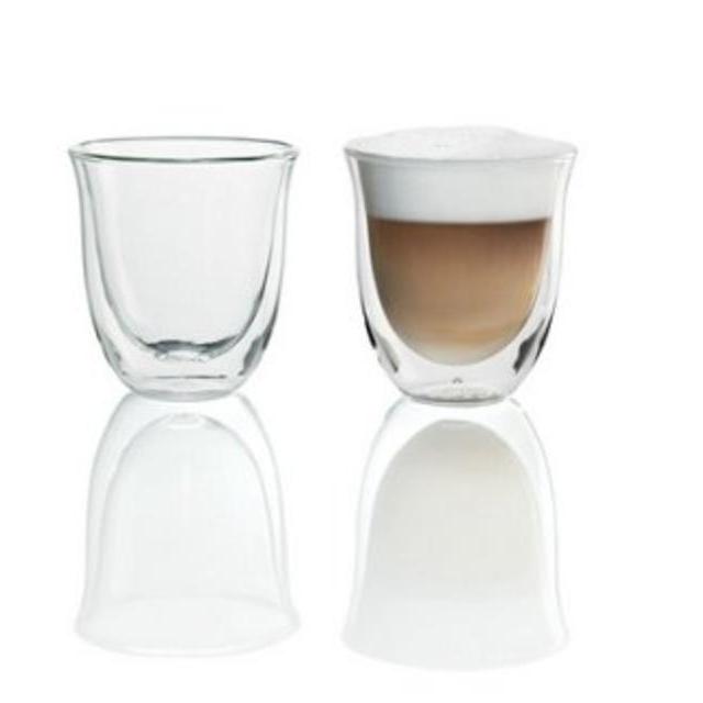 DeLonghi Double Walled Thermo Cappuccino Glasses, 6 fl oz, Set of 2