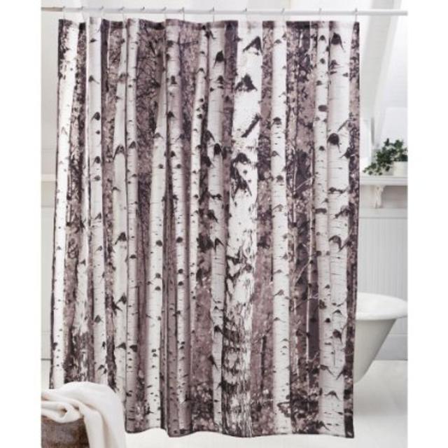 Kikkerland Shower Curtain, Polyester, Birch