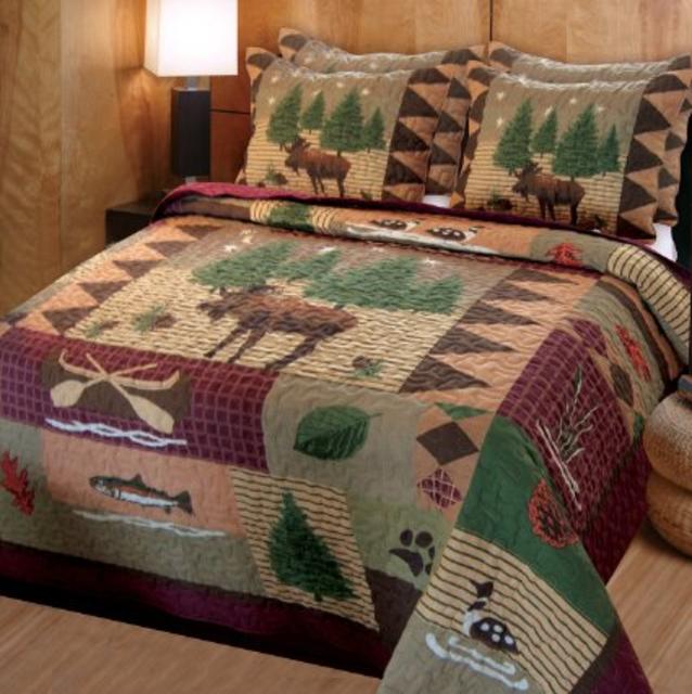 Greenland Home Moose Lodge Quilt Set, Full/Queen
