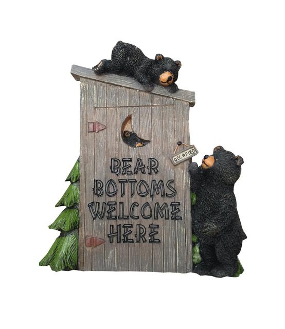 Poly Resin Decorative Wall Plaque "Bear Bottoms Welcome"