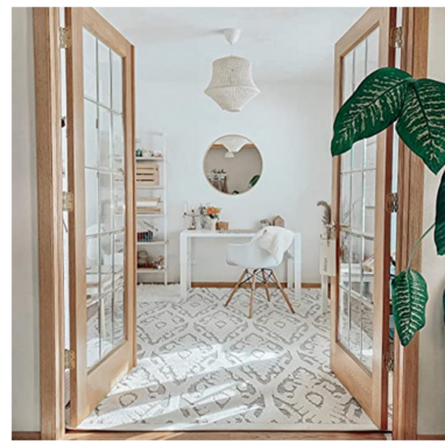Orian Rugs Boucle Collection 398809 Indoor/Outdoor High-Low Salvador Area Rug, 7'9" x 10'10", Natural Ivory/Grey