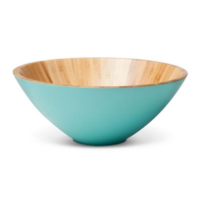 Product description page - Medium 72oz Bamboo Serving Bowl Turquoise