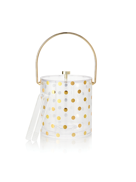 Kate Spade New York Raise A Glass Acrylic Ice Bucket, Gold Dots