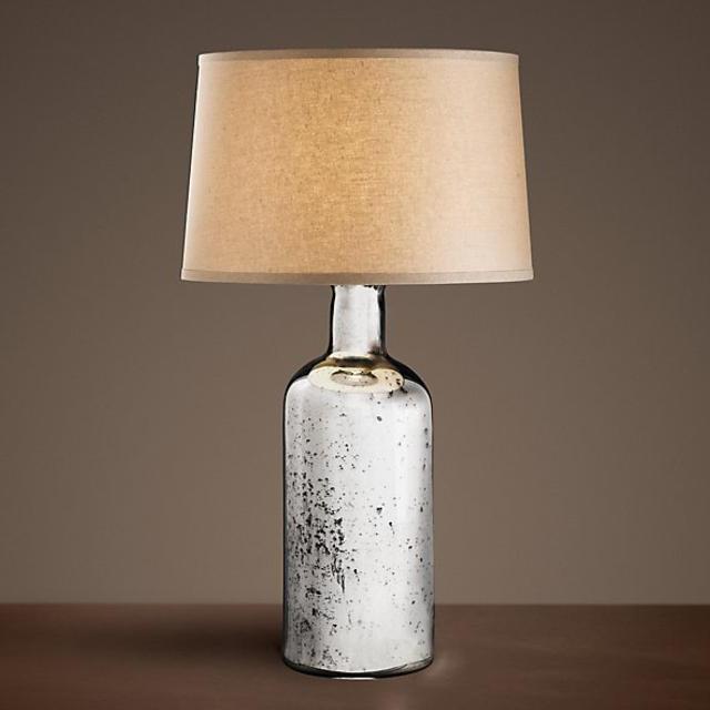 19th C. Vintage Mercury Glass Medium Table Lamp