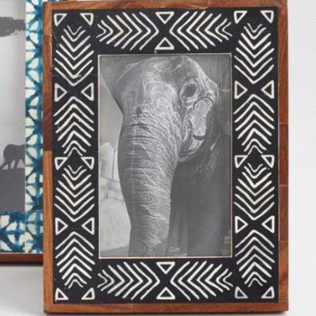 Black & White Shibori Bone Frame 5x7