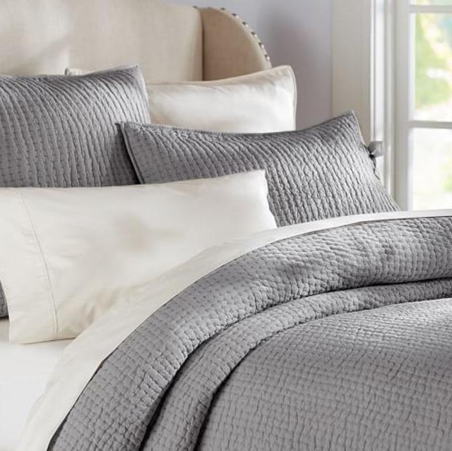 Pick-Stitch Quilt & Sham - King in Flagstone