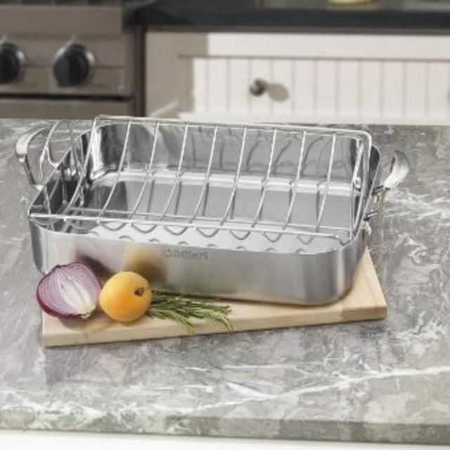 Cuisinart MCP117-16BR MultiClad Pro Stainless 16-Inch Rectangular Roaster with Rack