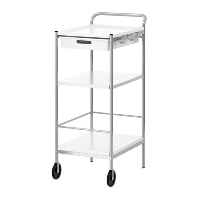 BYGEL				Utility cart, white, silver color