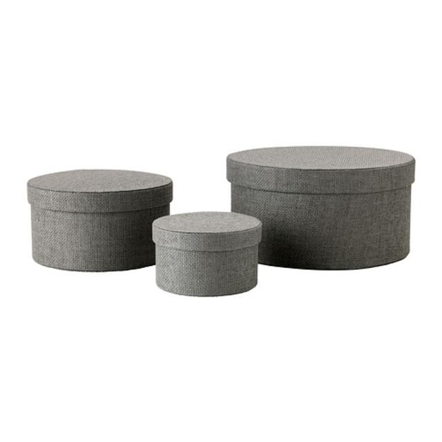 KVARNVIK				Box, set of 3, gray