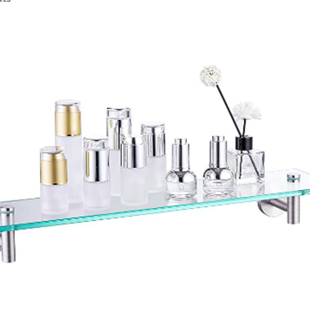 KES 20-Inch Glass Shelf Bathroom Storage Organizer Shelf (SILVER)