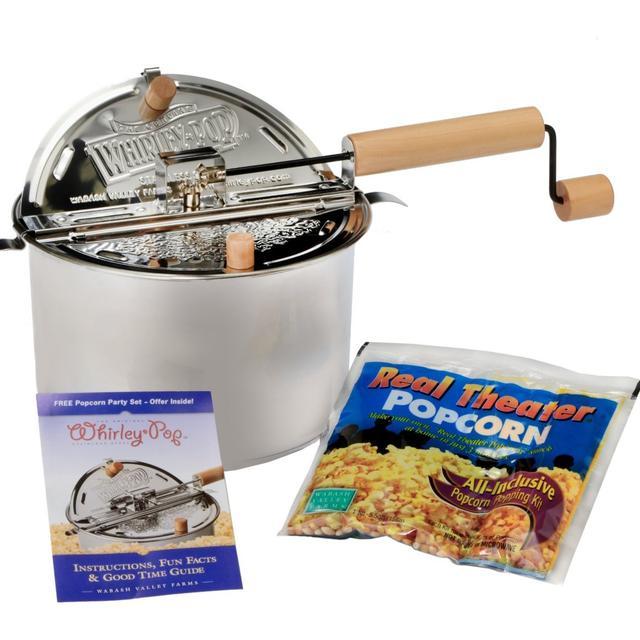 Wabash Valley Farms Whirley Pop Stovetop Popcorn Popper with Popping Kit (Stainless Steel)