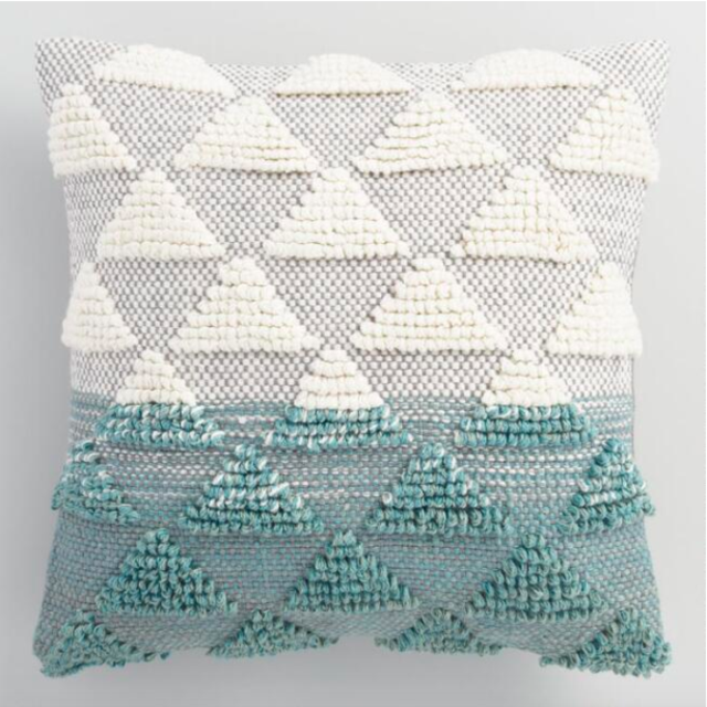 Jade Woven Triangle Indoor Outdoor Throw Pillow