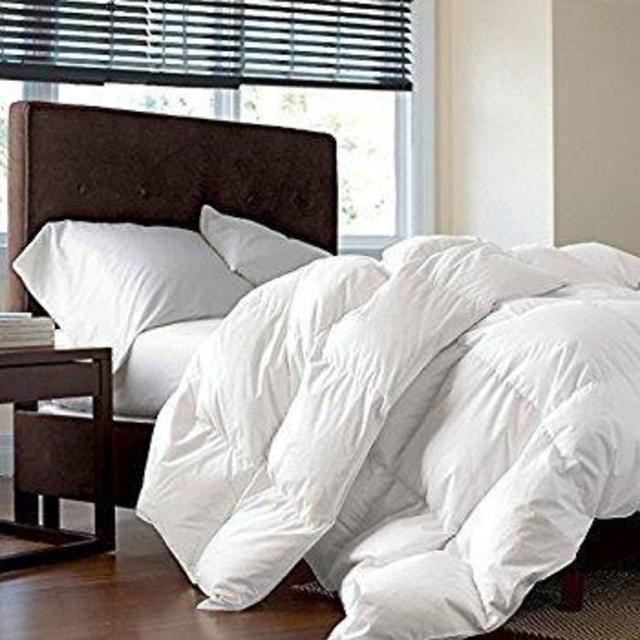 ROSECOSE Luxurious Goose Down Comforter Queen Duvet Insert All Seasons Solid White Hypo-allergenic 1200 Thread Count 750+ Fill Power 100% Cotton Shell Down Proof With Tabs (Queen, White)