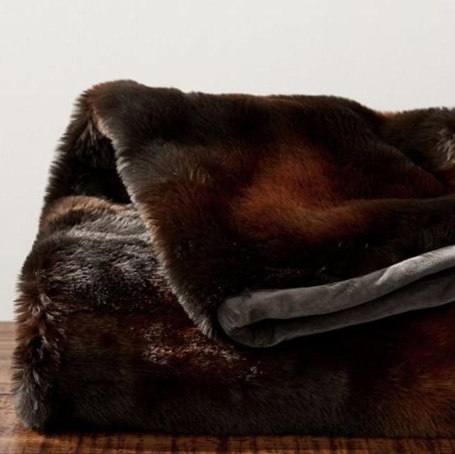 Faux-Fur Throw, 50 x 60", Brown Bear