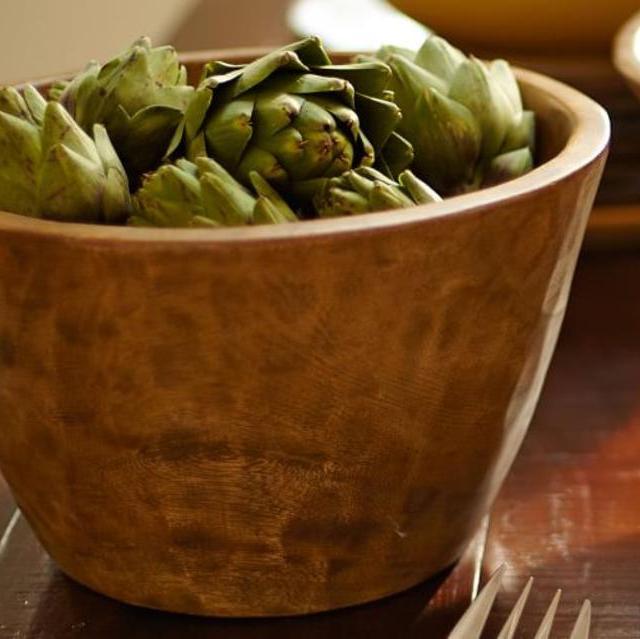 Vintage Wood Carved Serve Bowl, Large