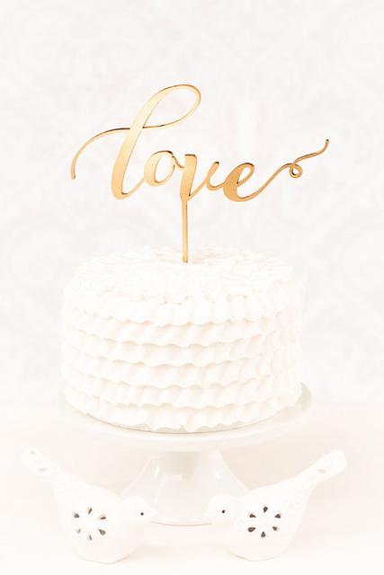 Custom Gold Love Wedding Cake Topper, Calligraphy Cake Topper, Laser Cut Cake Topper, Gold Love Cake Topper
