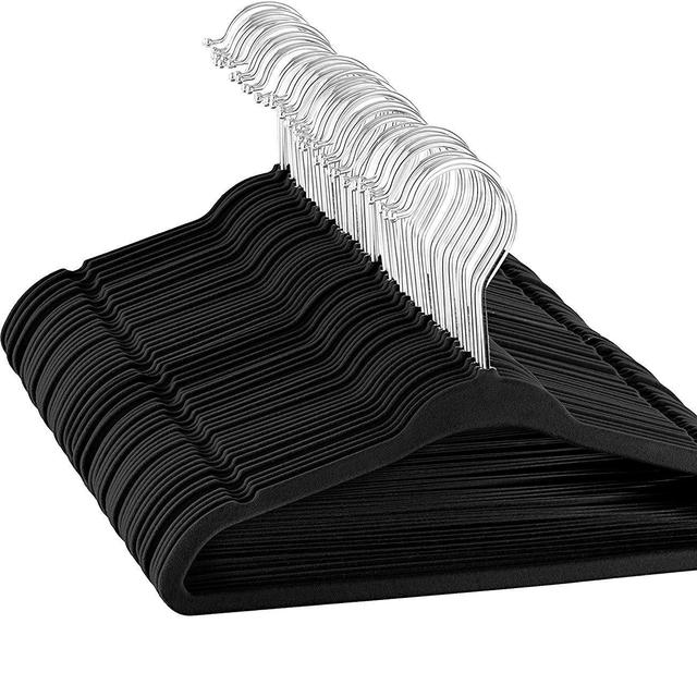 ZOBER Premium Kids Velvet Hangers (14” Inch - 50 Pack) Non Slip Junior Hangers, Ultra Slim Space Saving Childrens Hangers - 360° Swivel Hook, Strong & Durable Preteen Hangers (Medium)