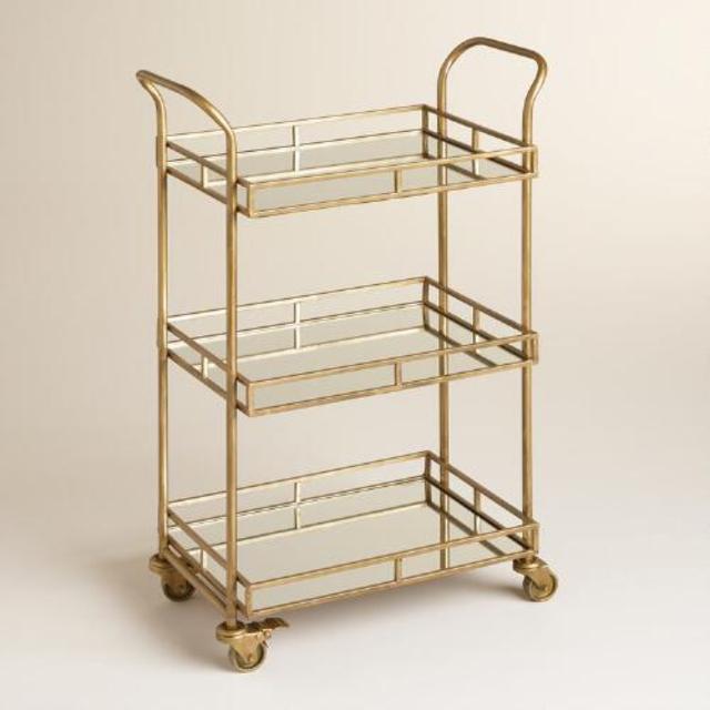 Gold Cole 3-Tier Rolling Bar Cart