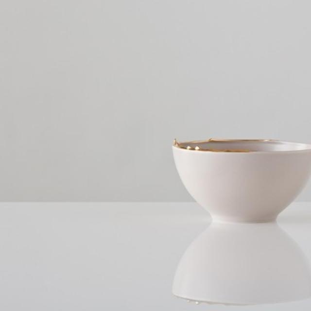 Flawed Gold-Plated Bowl in Gray