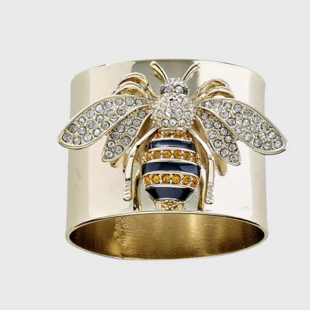 Stripey bee napkin rings, set of two