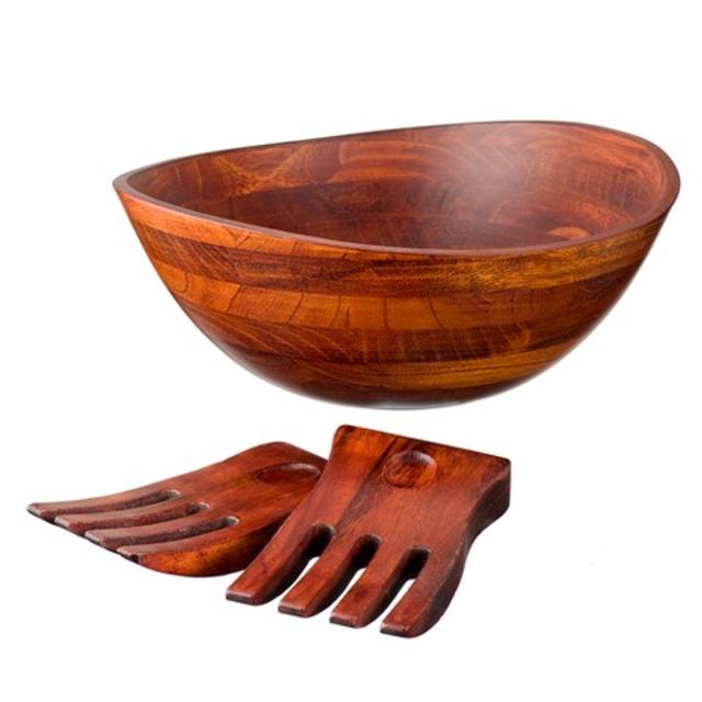 Wavy Rim 13" Salad Bowl with Salad Hands - Cherry product details page