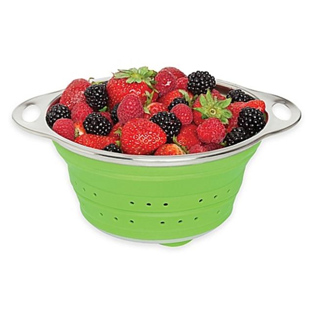 Collapsible Silicone and Stainless Steel Colander