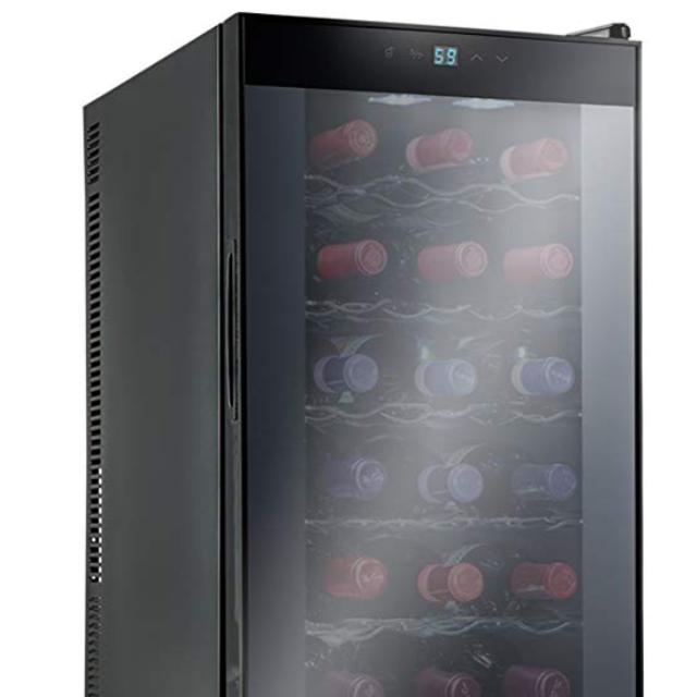 Ivation 18 Bottle Thermoelectric Red And White Wine Cooler/Chiller Counter Top Wine Cellar with Digital Temperature Display, Freestanding Refrigerator Smoked Glass Door Quiet Operation Fridge