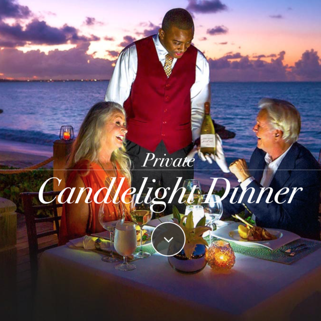 Candlelight dinner overlooking the water