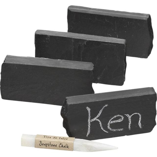 Slate Place Card Holders with Soapstone Chalk Set of Four