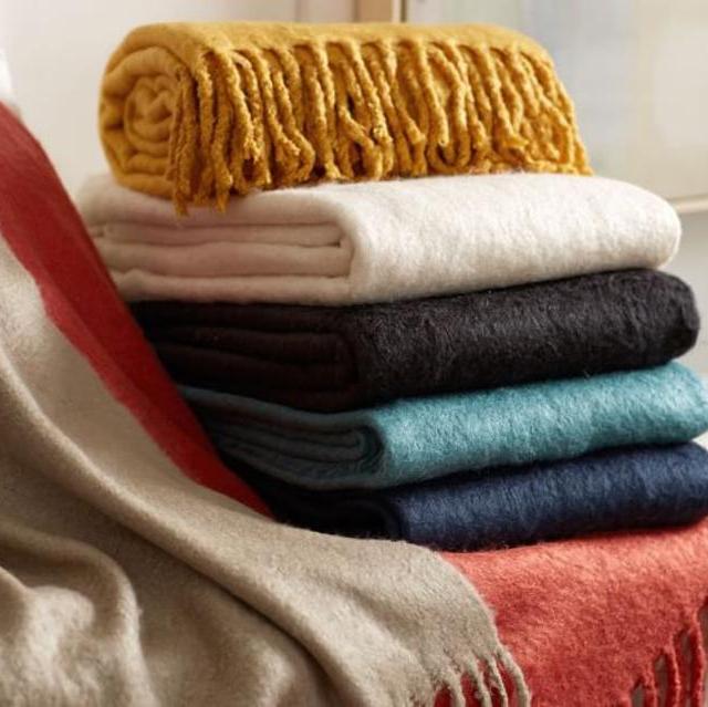 Faux Solid Mohair Throw