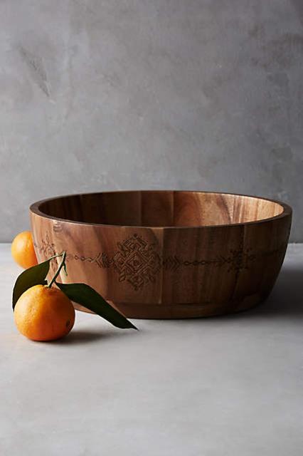 Anthropologie Hand-Carved Serving Bowl