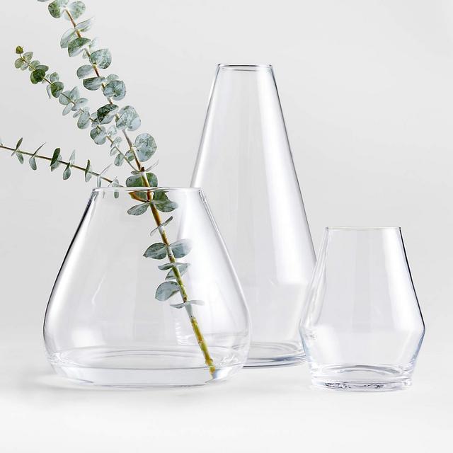 Crate & Barrel - Laurel Angled Clear Glass Vase 13.5"