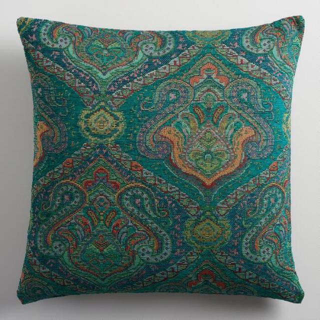 Blue Jacquard Throw Pillow