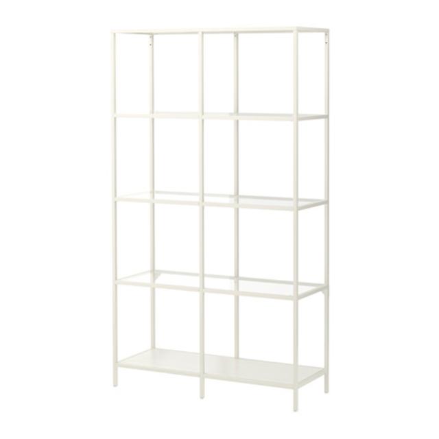VITTSJÖ Shelf unit, white, glass