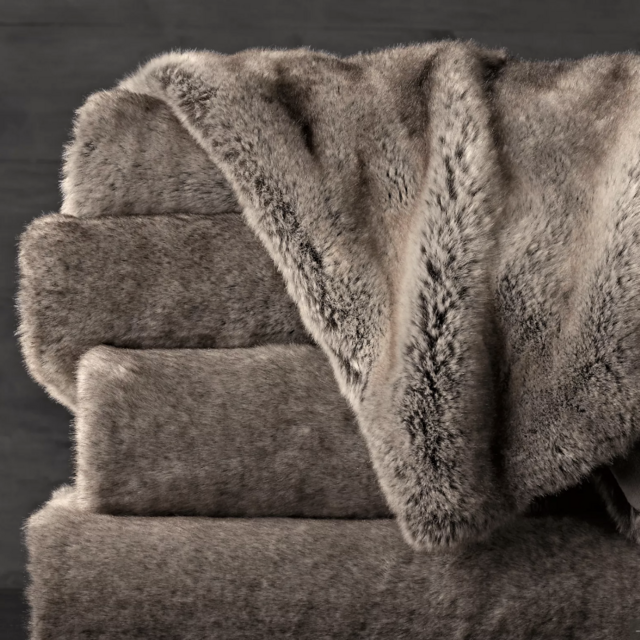RH Luxe Faux Fur Throw - Wolf
