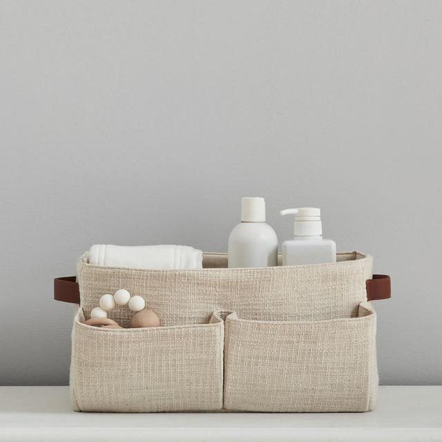 Slub Cotton Diaper Caddy, Natural, West Elm Kids