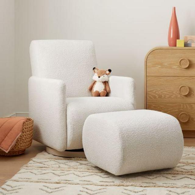 SSS Swivel Glider, Ottoman, Yarn Dyed Linen, West Elm Kids