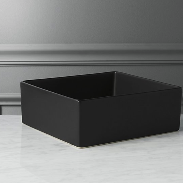 bento matte black square bowl
