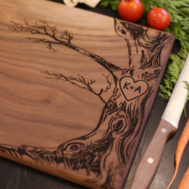 Personalized Cutting Board Newlyweds Christmas Gift Bridal Shower Gift Wedding Gift Engraved Love Tree (Item Number MHD20019)