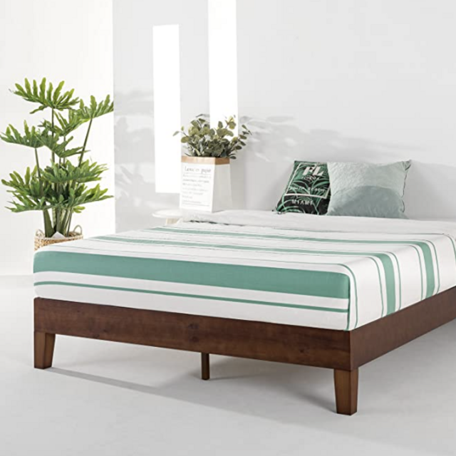 Queen Bed Frame - 12 Inch Solid Wood Platform Bed with Wooden Slats - No Box Spring Needed - Queen (Espresso)