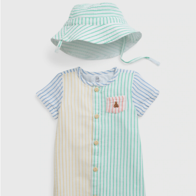 Baby Crinkle Gauze Colorblock Outfit Set