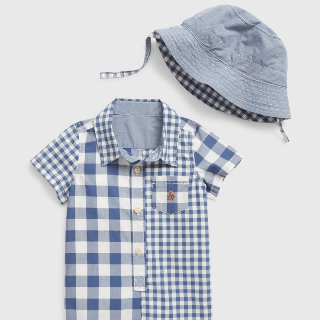 Baby Mixed Gingham Shorty Outfit Set