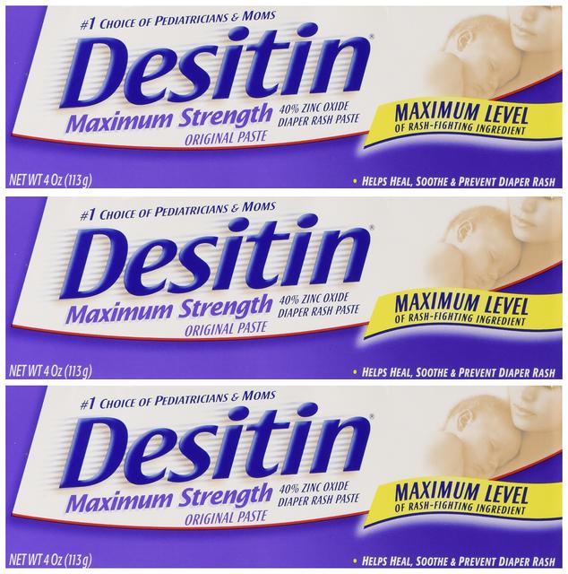 Desitin Maximum Strength Original Diaper Rash Paste 4 oz tube (Pack of 3)
