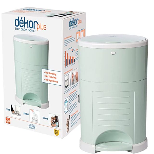 Dekor Plus Hands-Free Diaper Pail | Soft Mint | Easiest to Use | Just Step – Drop – Done | Doesn’t Absorb Odors | 20 Second Bag Change | Most Economical Refill System |Great for Cloth Diapers