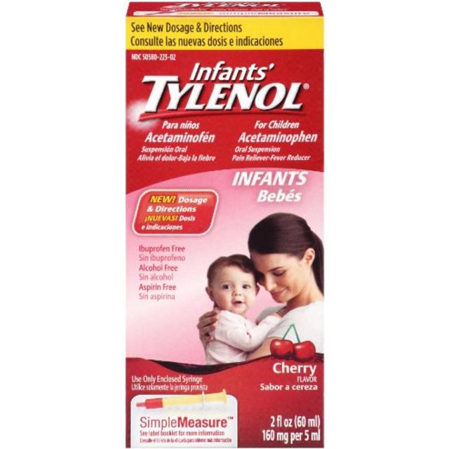 Infants Tylenol Pain Reliever-Fever Reducer, Oral Suspension, Cherry Flavor 2 fl oz (60 ml)