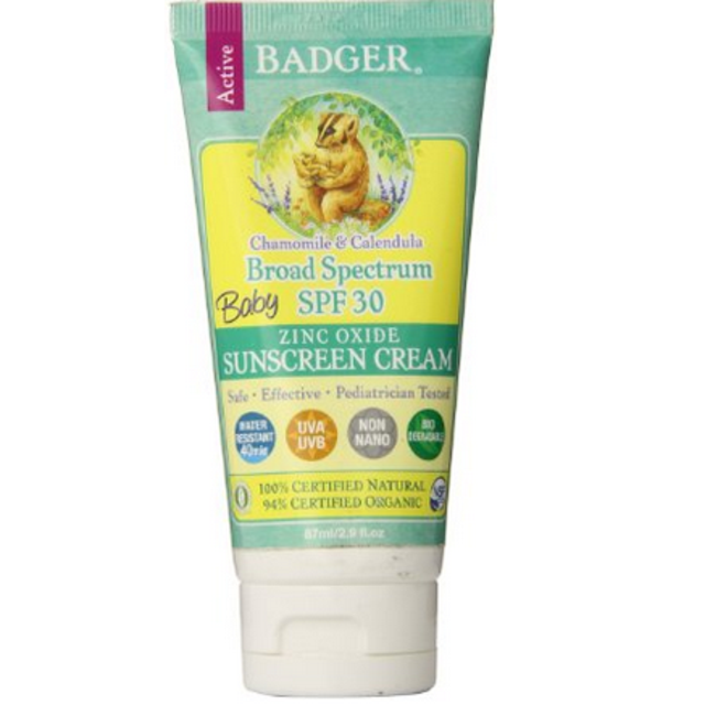 Badger Baby Sunscreen Cream - SPF 30 - All Natural & Certified Organic,2.9 fl.oz